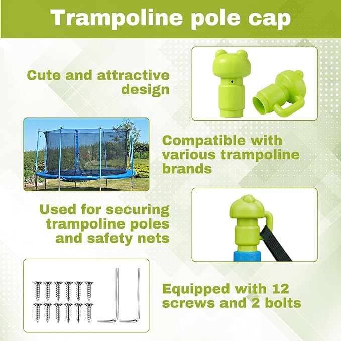 Geelin 12 Pcs Trampoline Pole Caps Replacement 1.26 Incn, Enclosure Trampoline Pole End Caps for Net Hook Safety Accessories