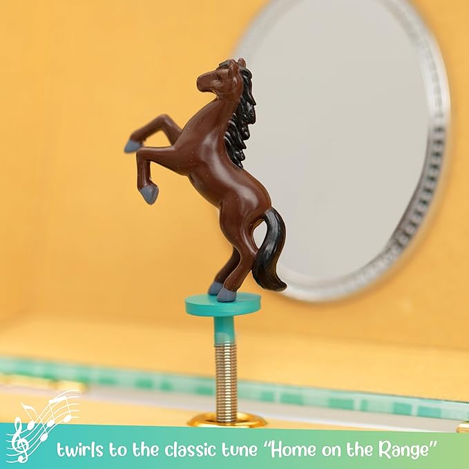 Giggle & Honey Horse Jewelry Box - Horse Toys for Girls Age 4-6- Kids Jewelry Box with Spinning Horse - 6 x 4.7 x 3.5 in