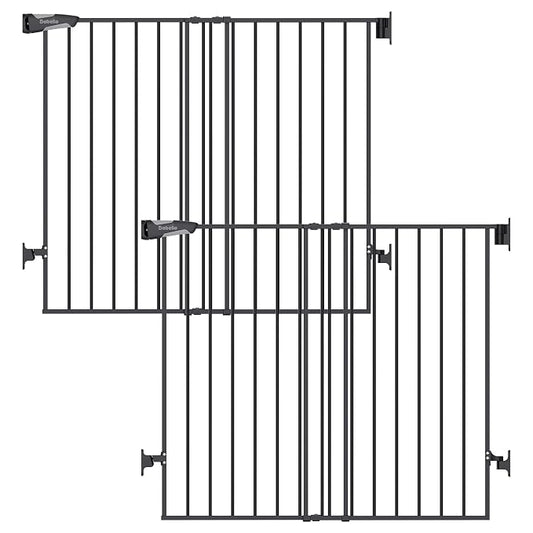 Babelio Baby Gate for Stairs, Kitchen & Doorways, No Bottom Bar| Easy Install| One-Handed Operation| Auto-Close| Hardware Mount Safety Dog Gate (Black - B17, 34" H, 26-43" W-Standard 2 Pcs)