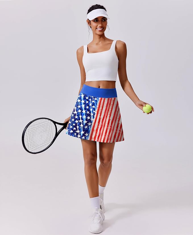PINSPARK 17" Golf Skorts for Woman High Waisted Tennis Skirt with 4 Pockets | Lightweight, Quick Dry, 4-Way Strecth, Breathable, Tummy Control, UPF 50+ Athletic Skort for Workout, Pickleball, Gym, Casual