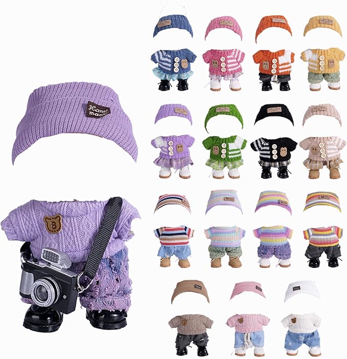 5set 17cm Dolls Clothes Outfit Set - Casual Style Costumes for Doll Figures, Camera Set,Have a seat Clothes - 6.7 Inches Cute Dolls Daily Refill,Gifts for 17cm Doll Lovers (Style-G)