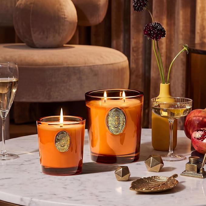 M&SENSE Large Two-Wick Soy Candle | Noir Air& Neon Orange | 19.8 oz, 120H Burn Time | Luxury Scented Candle for Relaxation, Gifting, Home Décor | Ideal for Bedroom, Office, Party Ambiance