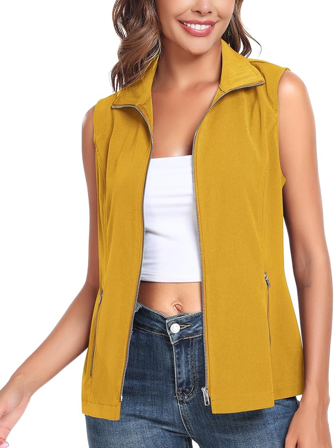 MISS MOLY Women's Lightweight Vest Casual Zip Up Utility Vest Hiking Golf Sleeveless Jackets with Pockets