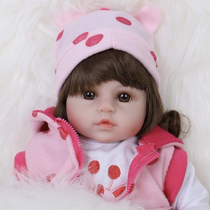 ENADOLL Reborn Baby Doll Realistic Silicone Vinyl Polka Dot Giraffe Baby 16 inch Weighted Soft Body Lifelike Doll Gift Set for Ages 3+(Polka Dot Giraffe)
