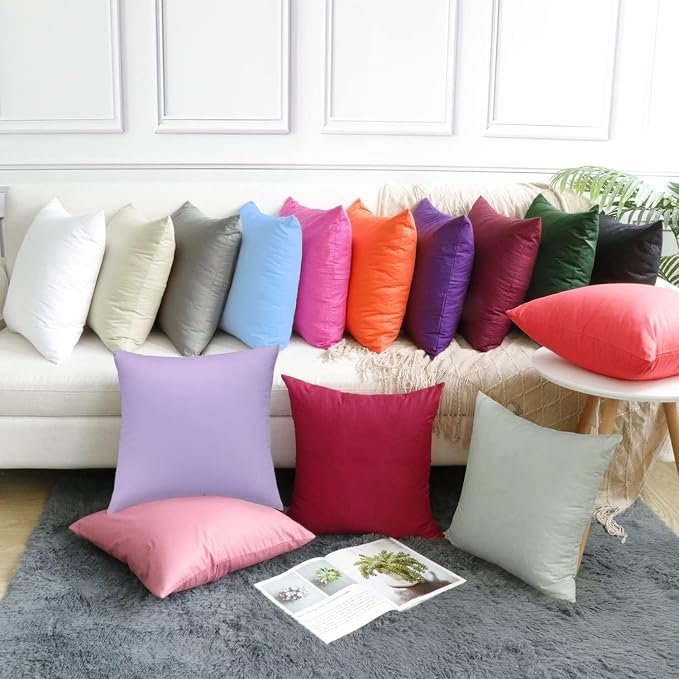 Thmyo 4-Pack 100% Cotton Comfortable Solid Decorative Throw Pillow Case Square Cushion Cover Pillowcase Sublimation Blank Pillow Covers DIY Throw Pillowcase for Sofa Bedroom(26x26 inch/ 66x66cm,Grey)
