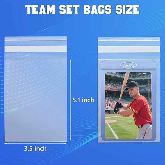 DEDC 1500Pcs Team Bags for Semi Rigid Card Holder, Resealable Card Bags for Trading Cards Fits Semi Rigid Sleeves