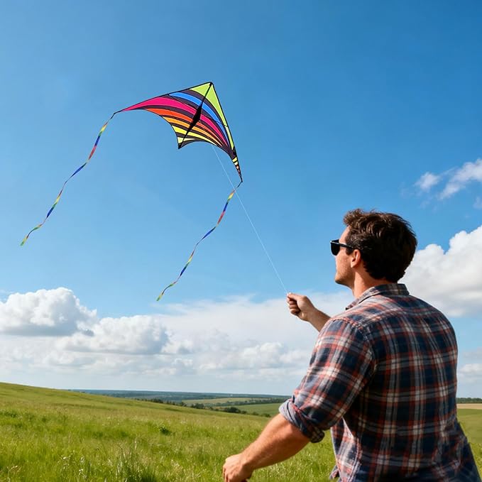 Kites for Kids and Adults, Easy to Fly for Beach, Single Line Kite Set for Beginners