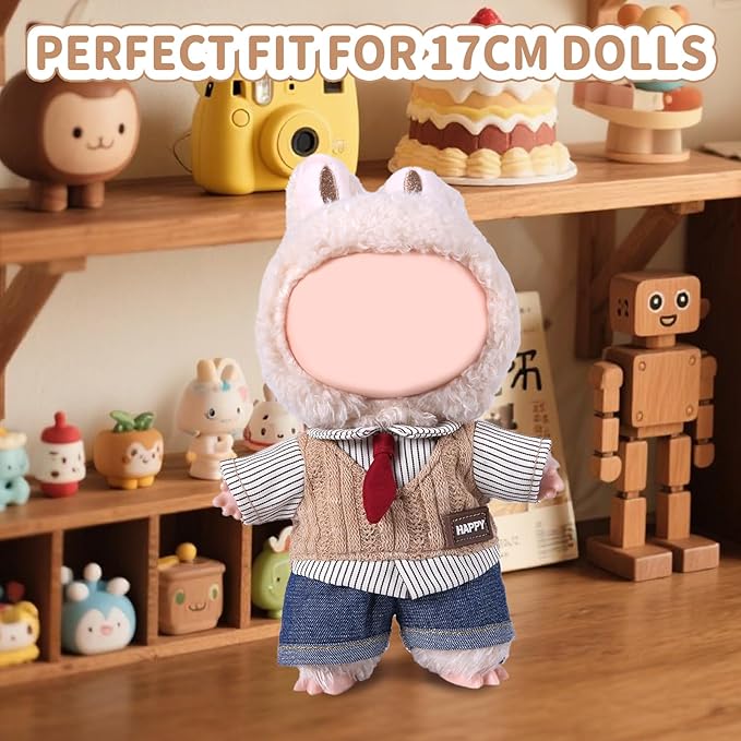 Coolcandy 17cm Doll Clothes, Fashionable Dolls Outfit with Accessories Suit, Stylish Adorable Dolls Clothes Set, Soft Fabric, Detailed Stitching(Doll Not Included)