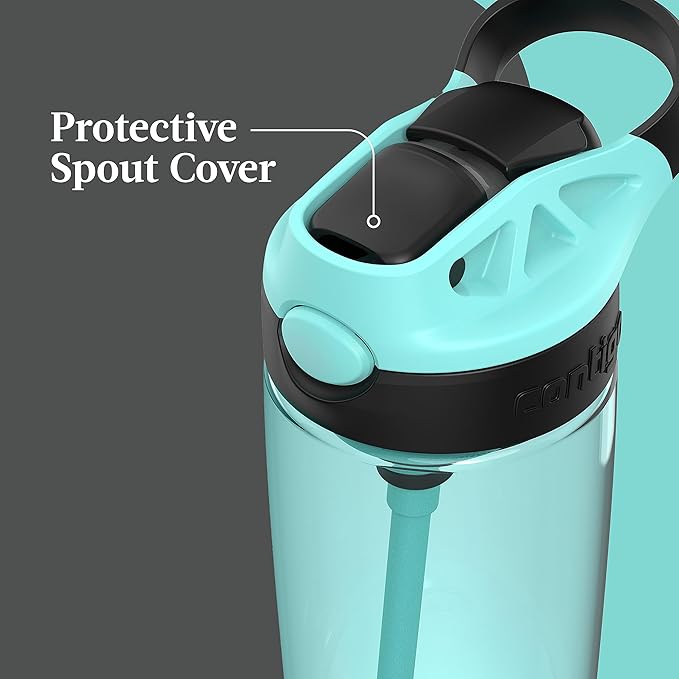 Contigo Aubrey Kids Dinos & Sharks Cleanable Water Bottle with Silicone Straw Spill-Proof Lid Dishwasher Safe 14oz 2-Pack (Pack of 4)