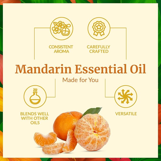 SVA Mandarin Essential Oil 4 Fl Oz – for Diffuser, Skin & Hair Care – Ideal for Massage & DIY Blends - with Dropper