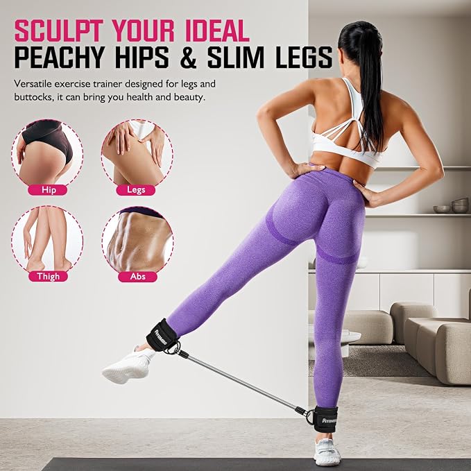 Ayombo Ankle Resistance Bands with Cuffs, Home Gym Workout Equipment, Lifting Glute Butt Exercise Equipment for Women, Ankle Weights Fitness Set, Leg Booty Equipment for Training Perfect Body Shape