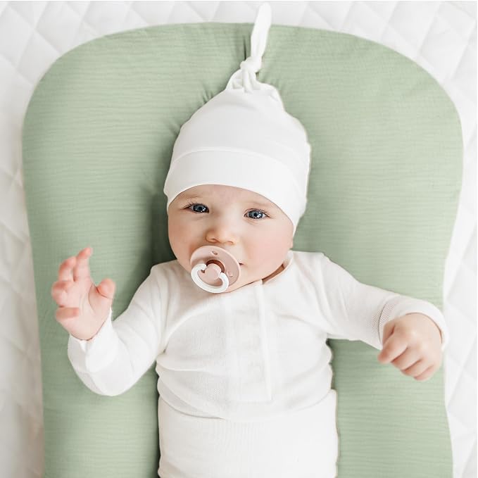 Konssy Muslin Baby Lounger Cover 2 Pack, 100% Cotton Newborn Lounger, Soft and Breathable for Boys & Girls (Woodland, Sage)