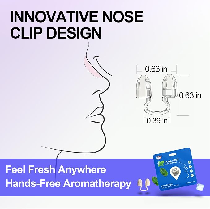 Peppermint Aromatherapy Nose Clip, Soft Wearable Fragrance Accessory, Hands-Free Clip-On Scent Product for Driving, Work and Study, Discreet Personal Aroma (10Pack)