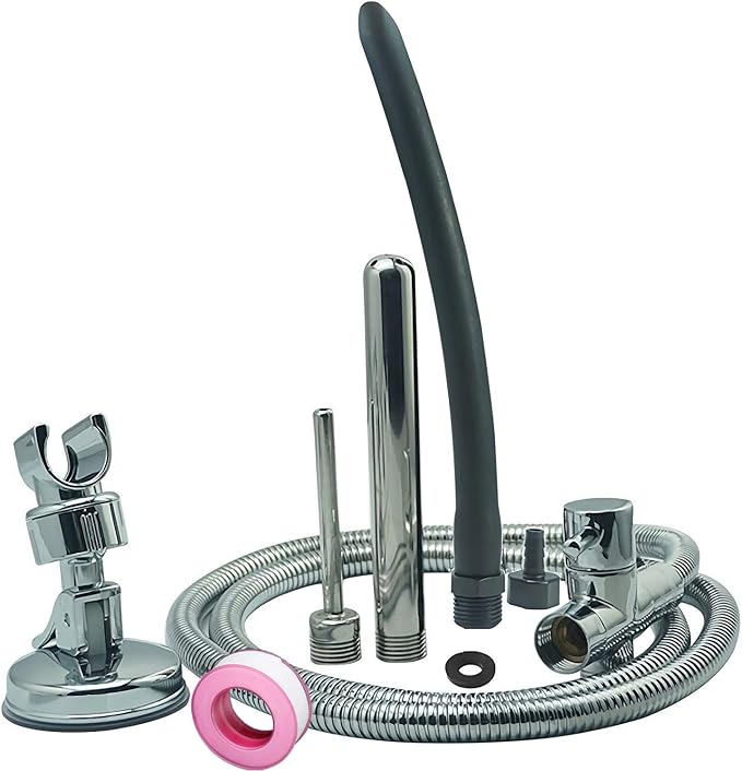Shower Enema System with 79 Inch Hose, 3-Way Diverter, Shower Douche for Men and Women Portable Cleaner, Enema Nozzle Kit Cleaner Attachment