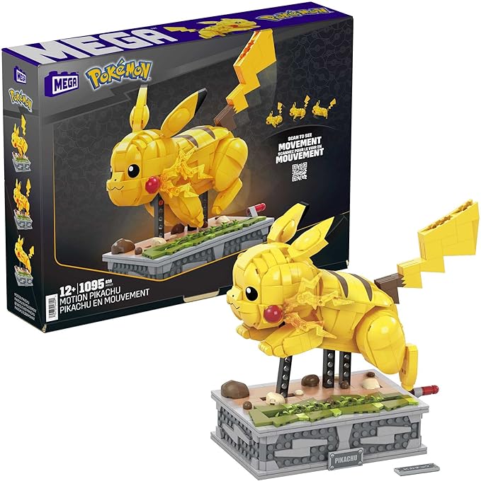 MEGA Pokemon Figure Building Toy for Adults , Motion Pikachu Collectible with Mechanized Movement