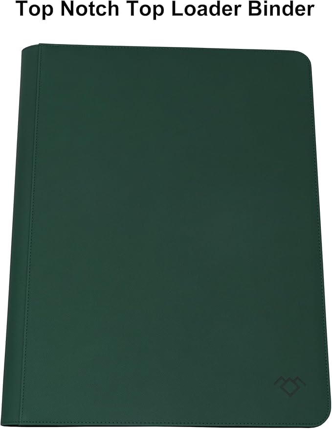 GrinOwl 16 Pocket Top loader Binder, Holds 640 Top Loaders, Large Top loader Card Binder with Sleeves for Cards in 3" x 4" Top loaders (Green)