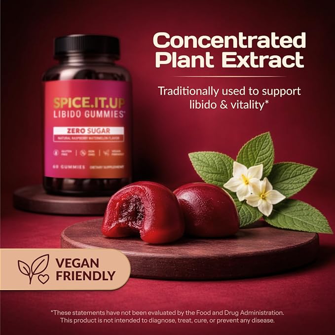 Libido Support for Women Intimacy Gummies - Fast Acting HornyGoatWeed for Women Extract - Gluten Free, Vegan & Non-GMO - Raspberry Watermelon Flavor - Spicy Gummies for Couples - 60 Gummies