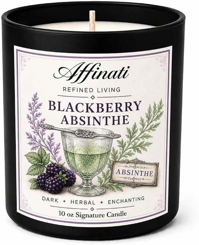 Affinati BlackBerry Absinthe 10 oz Scented Candle – Long Lasting Luxury Soy Blend Candle for Home, Strong Scent Throw Dark Fruit Exotic Aromatherapy Candles, Clean Burning Home Fragrance Gift