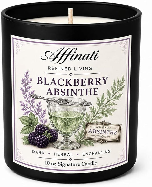 Affinati BlackBerry Absinthe 10 oz Scented Candle – Long Lasting Luxury Soy Blend Candle for Home, Strong Scent Throw Dark Fruit Exotic Aromatherapy Candles, Clean Burning Home Fragrance Gift