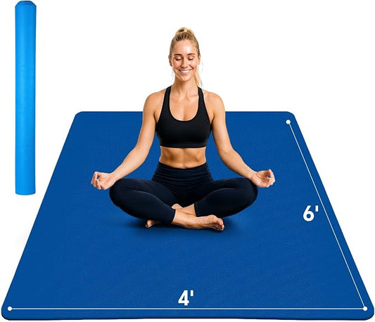 Stepwaver Extra Large Yoga Mat 6'x4'(1/3" & 1/4" Thick), Non-Slip, Ultra Durable, Wide Workout Mat, Wide Exercise Mats for Home Workouts, Yoga, Pilates, Stretching (Barefoot Exercise)
