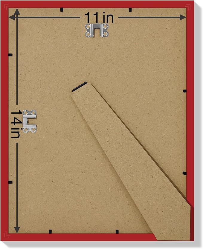 Vittanly 11x14 Picture Frames Set of 9 for Wall Mounting, Red | Display Pictures 8x10 with Mat or 11x14 without Mat, Engineered Wood with Shatter Resistant Plexiglass, Gallery Photo Frames