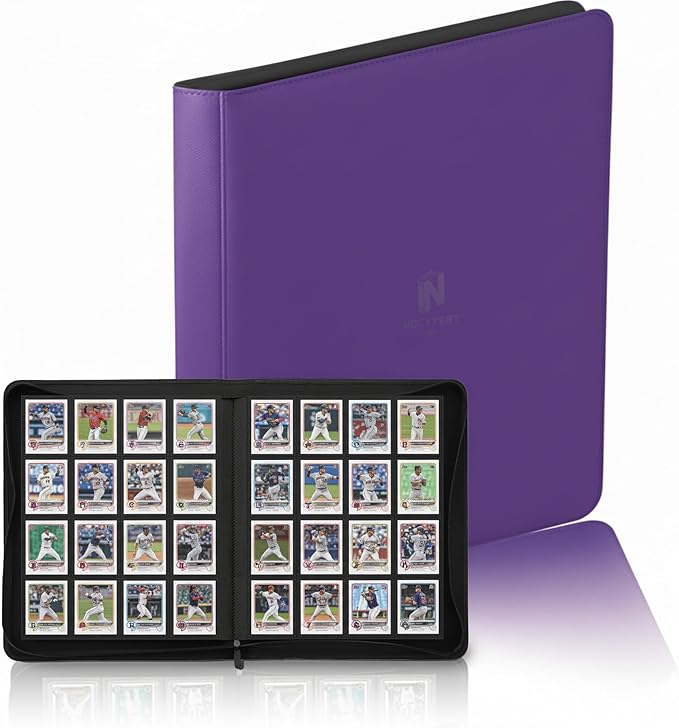 1000+ Pockets Premium Trading Card Binder, 16 Pockets Trading Card Binder Ringless Side Loading Trading,Card Holder Folders for MTG, TCG, Game Cards & Sports Cards(Purple)