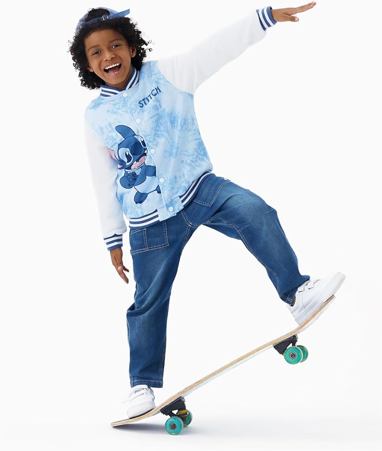 Disney Minnie Mickey Stitch Princess Frozen Marvel Jacket Lightweight Coat Button up Color Block Sweatshirt Sizes 2-14 Years