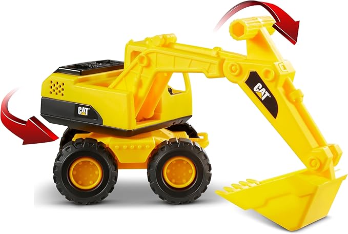 Cat Construction Fleet 10” Excavator Toy – Heavy‑Duty Plastic, Working Boom & Bucket, Free‑Rolling Wheels, Indoor/Outdoor Sandbox Vehicle for Toddlers & Kids Ages 2 +