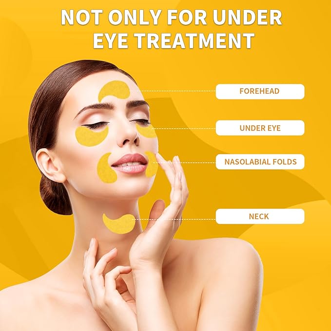 Qyiywim Under Eye Patches 70PCS, 24K Gold Eye Patches for Puffy Eyes Treatment, Under Eye Masks for Dark Circles and Puffiness, Non-Irritating Eye Mask Skincare, Eyes Bags Treatment, Eye Gel Pads
