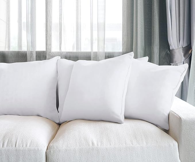 Utopia Bedding Throw Pillows (Set of 4, White) – 20 x 20 Inches Down Alternative Pillows for Bed, Sofa, and Couch - Fluffy Decorative Stuffer Pillow for Indoors & Outdoors | Down alternative pillow insert with plush fluffy fill for beds sofas couches a...