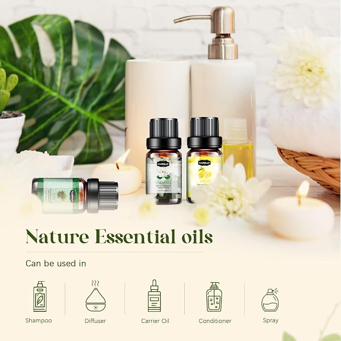 Essential Oils Set, Aromatherapy Essential Oil Kit for Diffuser, Candle, Soap Making, Massage, Skin Care (48 x 5ml) - Sandalwood, Eucalyptus, Lavender, Tea Tree, Peppermint Aromatherapy Oil