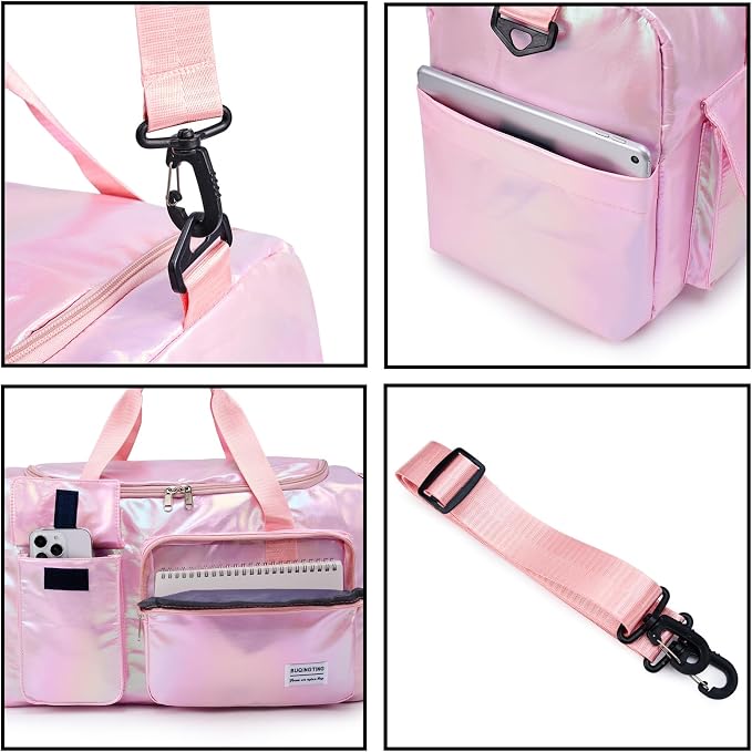 Small Gym Bag for Women, Travel Duffle Bag Carry On Weekender Bag with Shoe Compartment