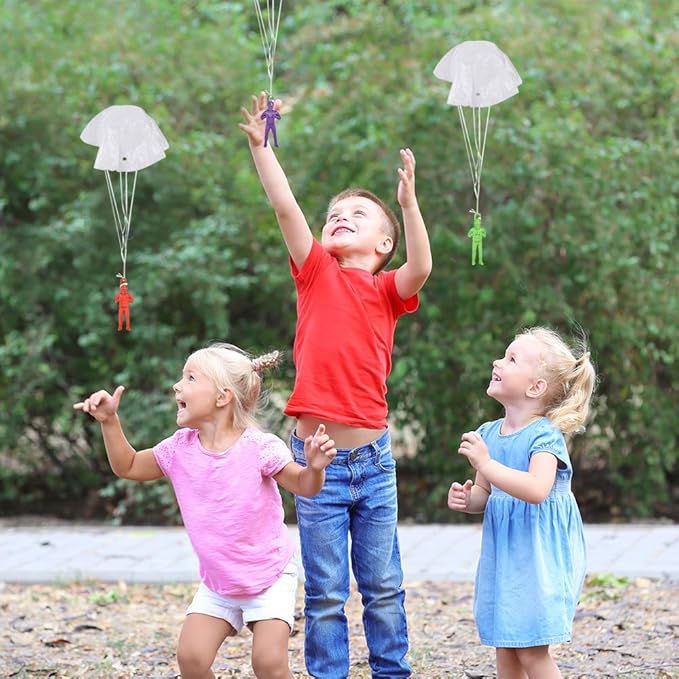 ArtCreativity Mini Paratroopers with Parachutes, Pack of 12, Vinyl Parachute Men Toy in Assorted Colors, Durable Plastic Army Guys Playset, Fun Parachute Party Favors for Boys and Girls