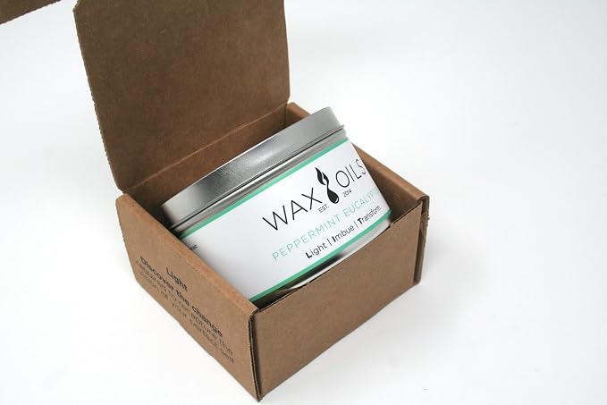 Wax and Oils Soy Wax Aromatherapy Scented Candles (Peppermint Eucalyptus) 8 Ounces. Single