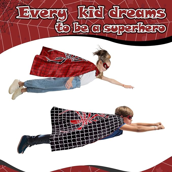 InPoTo Superhero Capes for Kids,Hero Capes and Masks Fit for 4-12years old boy and girls Dress up and Holiday Costumes.