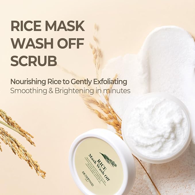 SKINFOOD Rice Mask Wash Off 3.5oz / Gently Exfoliates the Skin/Softening with Nutrient Rich Rice