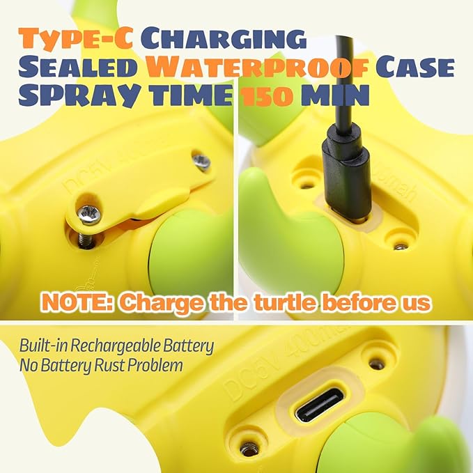 Sizobi Baby Bath Toys, Rechargeable Turtle Bath Toy Sprinkler for Toddler with 5 Rings, Bathtub Fountain Spray Toy, Pool Water Bath Toys for Kids Ages 1-3 Boys Girls Birthday Christmas Gifts