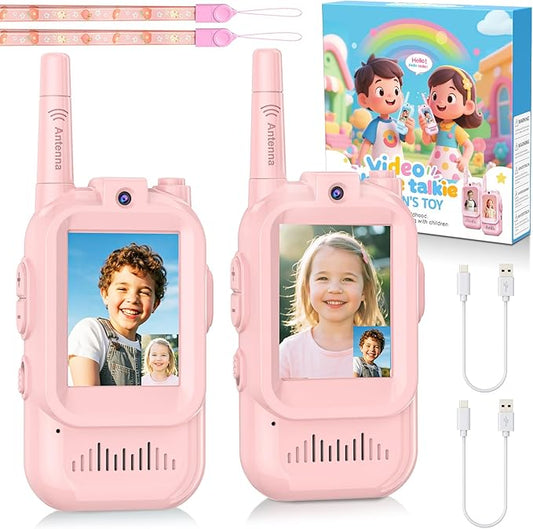 Video Walkie Talkie for Kids - 2 Pack Rechargeable Kids Walkie Talkies Long Range Radios, Camera Facetime Walkie Talkie, Easter Birthday Gifts for Girls, Toys for Age 3-12, Indoor Outdoor Travel
