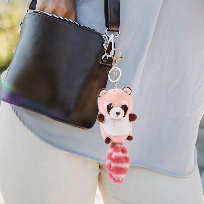 Raccoon Keychains Plush Stuffed Keychain Cute Soft Plush Raccoon Keychain Animal Pendant Toy Jewelry for Bag Purse