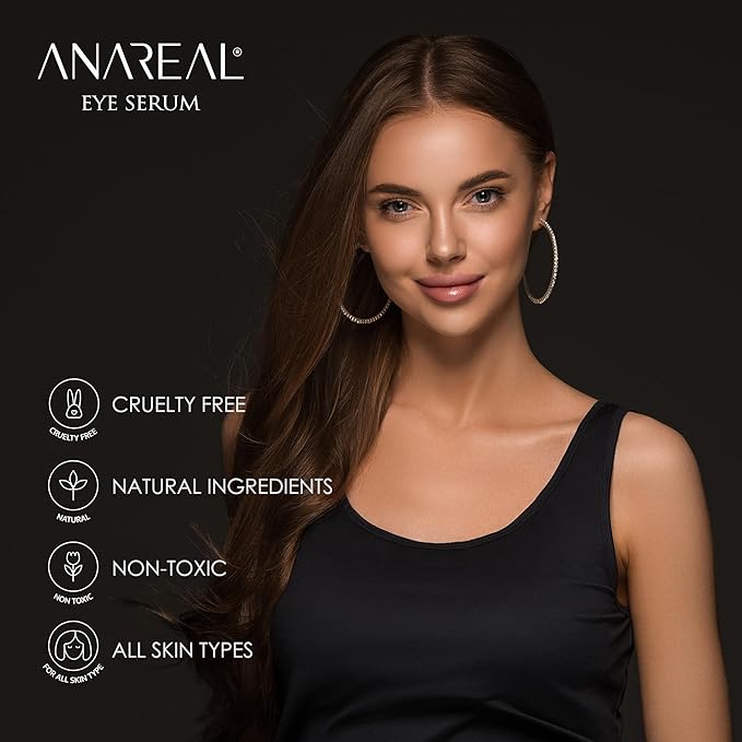 ANAREAL Eye Bags Treatment for Men - Eye Cream for Dark Circles & Caffeine Eye Serum and Eye Roller for Puffy Eyes