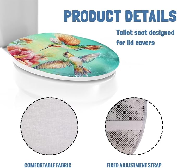 Hummingbird Flower Toilet Tank Dust Cover for Bathroom Green Hummingbird Flower Toilet Seat Cushion Cover with Elastic Band Oval Toilet Seat Cover Soft Bathroom Replacement Machine