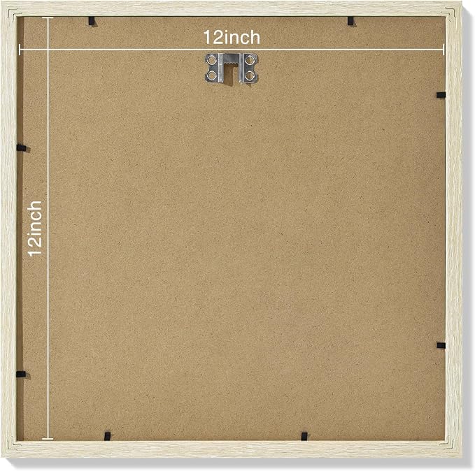 Vittanly 12x12 Picture Frames Set of 9 for Wall Mounting, Cornsilk | Display Pictures 8x8 with Mat or 12x12 without Mat for Wall Mounting, Square Photo Frames for Home Decor, Engineered Wood