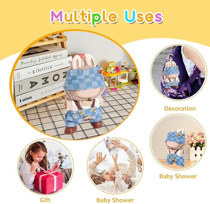 17cm Doll Clothes -5 Different Sets of Clothes and Hats, 6.7 Inches Cute Doll Accessories