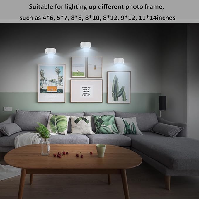 MIOBLUE 3Pack Picture Light Battery Operated Painting Lights, Wireless Magnetic Display Art Light with Remote Controls,Dimmable Timer Portrait Light for Art Frame Artworking,Wall Decor Puck Light