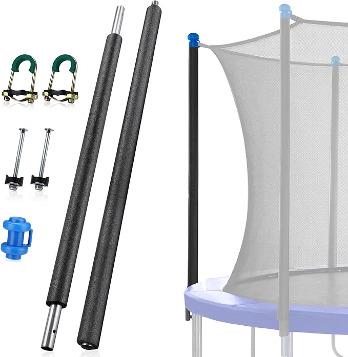 TOBWOLF Trampoline Poles Replacement, Universal Trampoline Replacement Enclosure Poles with Safety Foam Sleeves, Fits 12-16FT Trampolines