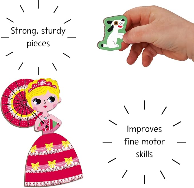 Janod MagnetiBook 63 pc Magnetic Princess Costumes Dress Up Game - Ages 3+ - J02725