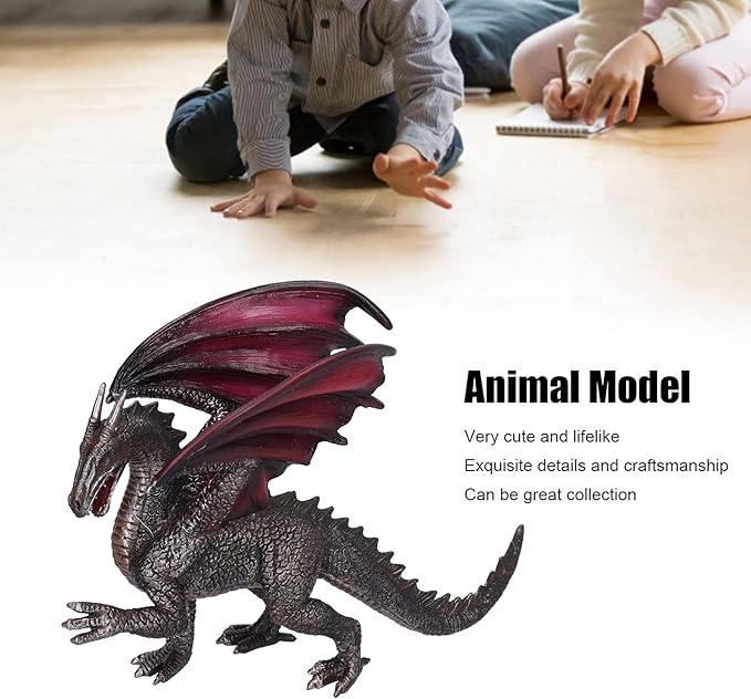 LIZEALUCKY Dragon Action Figurine,Ancient Dragon Figures Model,Poseable Dragon Model for Tabletop RPG & Display (Black)