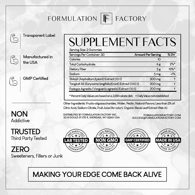 Self Obsessed Shilajit Gummies for Men, Tongkat Ali + Fadogia Agrestis Supplement, Energy, Strength, Drive & Vitality Support, Natural Masculinity Formula (4 Month Supply – 240 Count, Pack of 2)