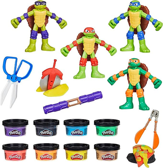 PLAY-DOH Teenage Mutant Ninja Turtles Cowabunga Creations Bendy 4 Inch Action Figures Set, Kids Arts & Crafts, TMNT Toys for Boys & Girls 4+