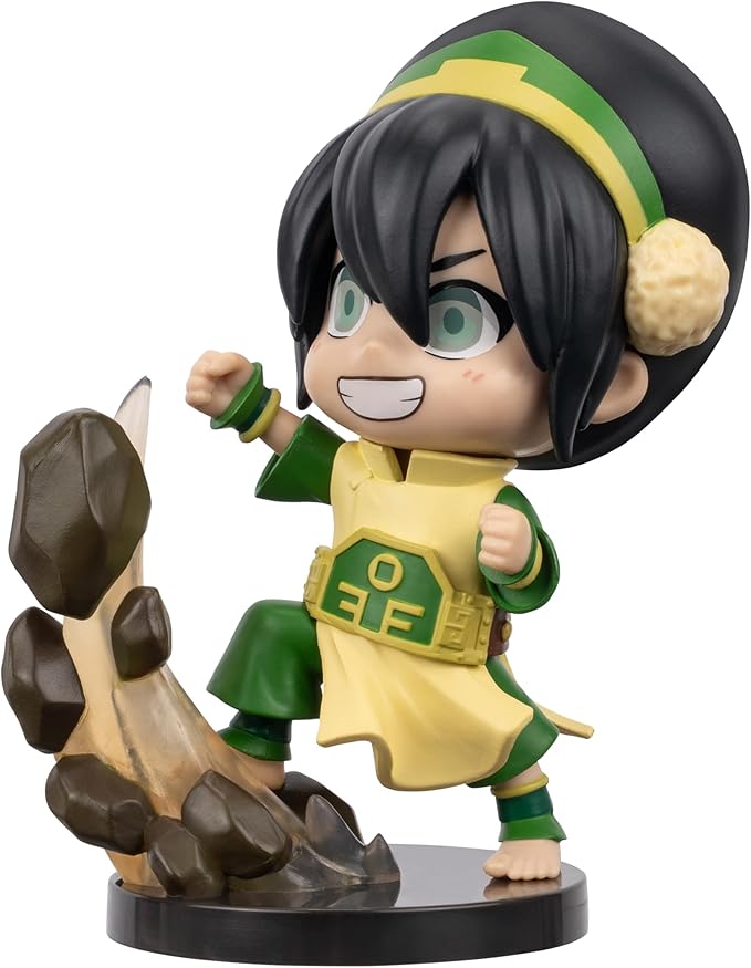 Jazwares Avatar: The Last Airbender Toph - 4-Inch Mini Figure in Kawaii Style in Dynamic Pose with Display Base